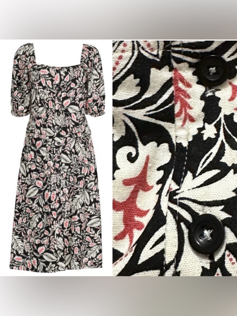 BCBGMAXAZRIA
Floral Print Midi Dress size 4  black coral